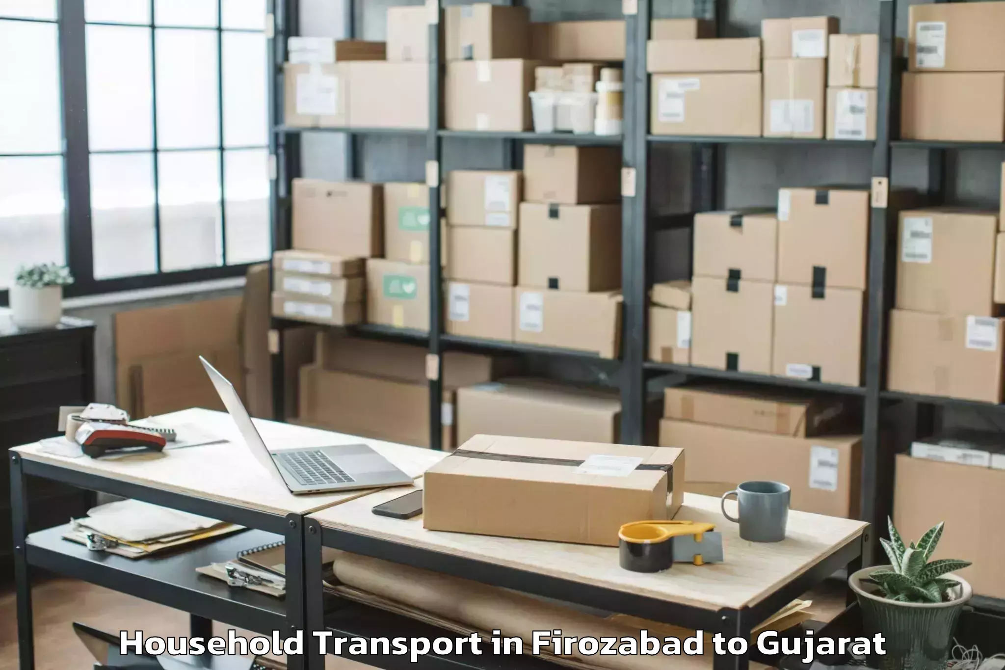 Reliable Firozabad to Bhilad Household Transport